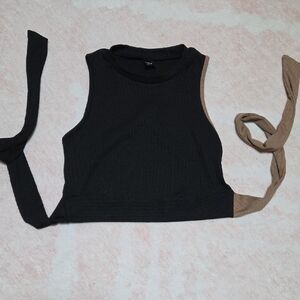 SHEIN Black and Tan Crop Top